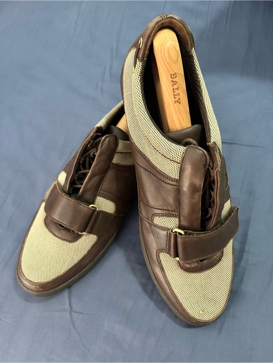 Bally Other - Bally Brown Leather & Beige Mesh Slip-On Loafers